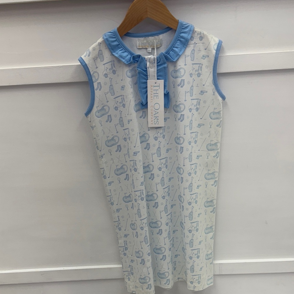 The Oaks Blue and White Kids Casual Dress